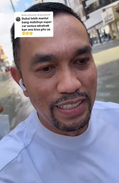 Ahmad Sahroni terkepung banjir saat berada di Dubai. (Tangkapan layar video TikTok) 